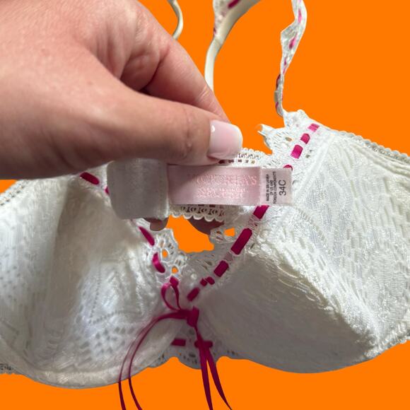 00's vintage white floral lace coquette fairy y2k bra 34C victoria's secret - Picture 5 of 7